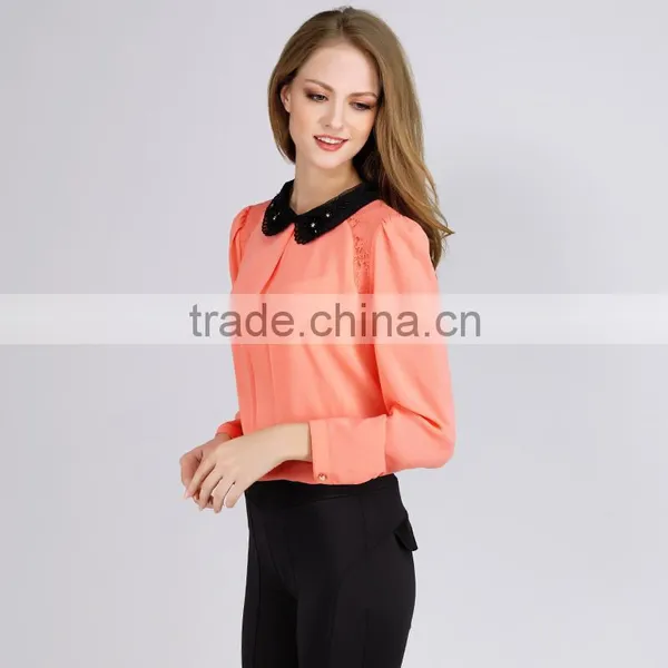 PRETTY STEPS 2016 New Design Model Promotion Products Girls Ladies Long Sleeve Blouse photo-2
