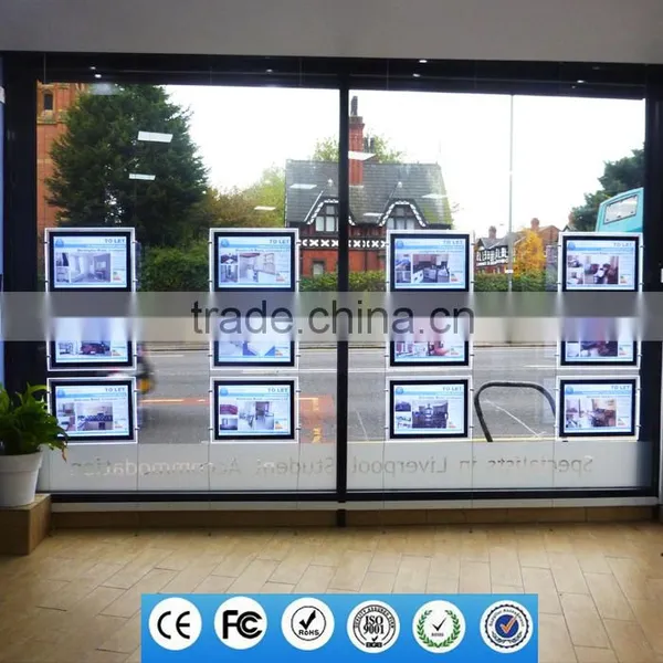 2016 New Real Estate Advertising Acrylic Sign Holders Window Led Sign Display