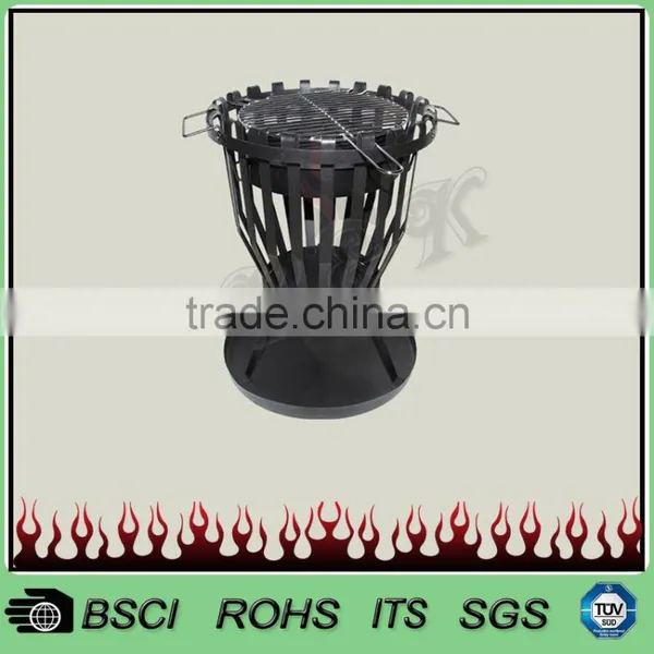 Hot selling outdoor flat iron welding fire basket for heating oven and bbq grill