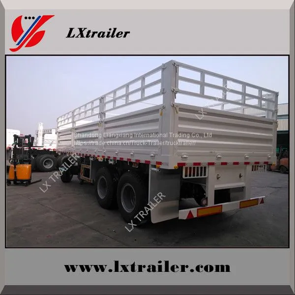 3 Axles 45Tons Flatbed Side Wall Full Cargo Trailer With Container Locks photo-4
