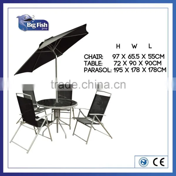 6 Piece Garden Deluxe Patio Furniture With 4 Folding Chairs & 1table & Parasol photo-2