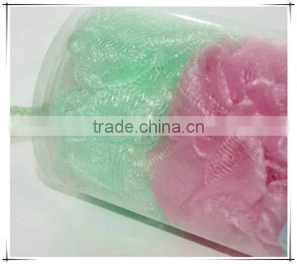 PVC Bucket PE Mesh Bath Sponge Flowers photo-3