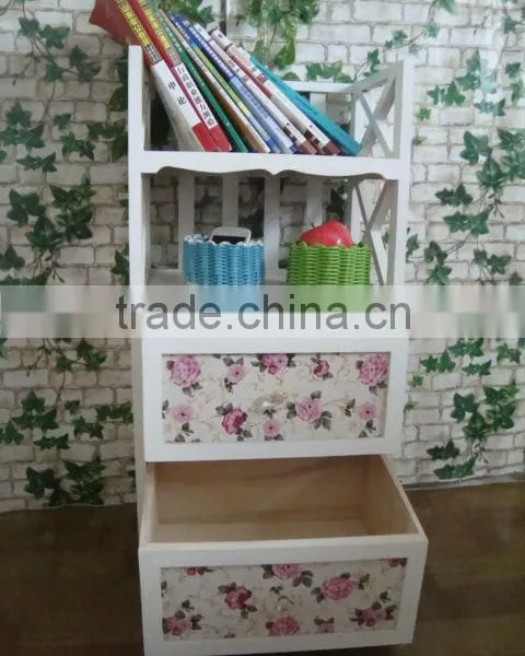 Modern Design White Wooden Cabinet With Wicker Drawers photo-4