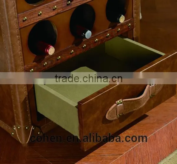 2016 Hot Sale High Quality China Supplier Handcraft High End Retro Vintage Storage Wine Cabinet Covered by Top Grain Leather photo-4