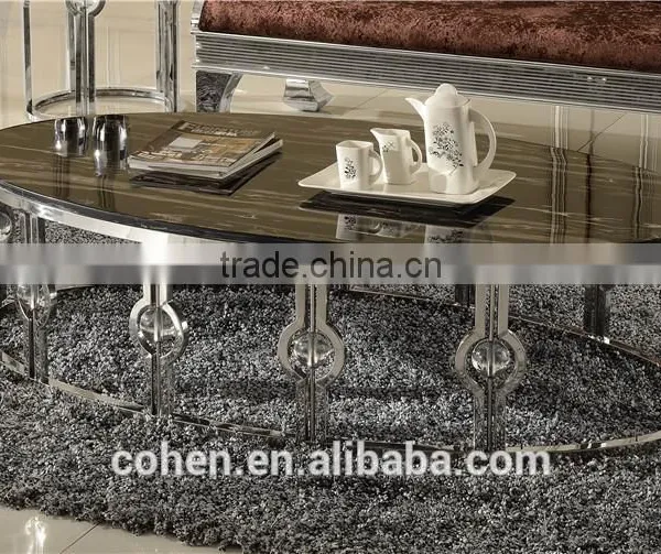 New Design Round Marble Top Silver Hotel/living Room Furniture Side/corner Table Set photo-2