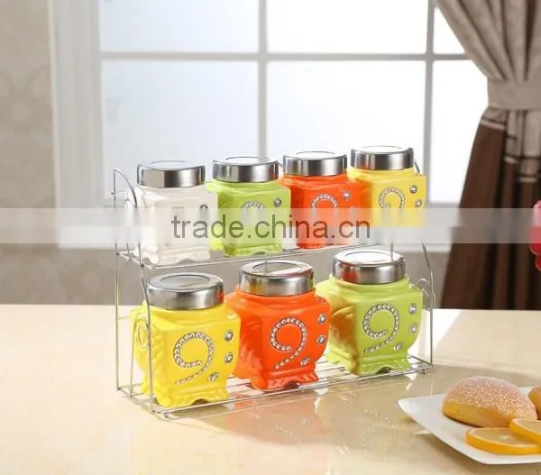 Ceramic Canister Set With Stainless Metal Frame photo-6