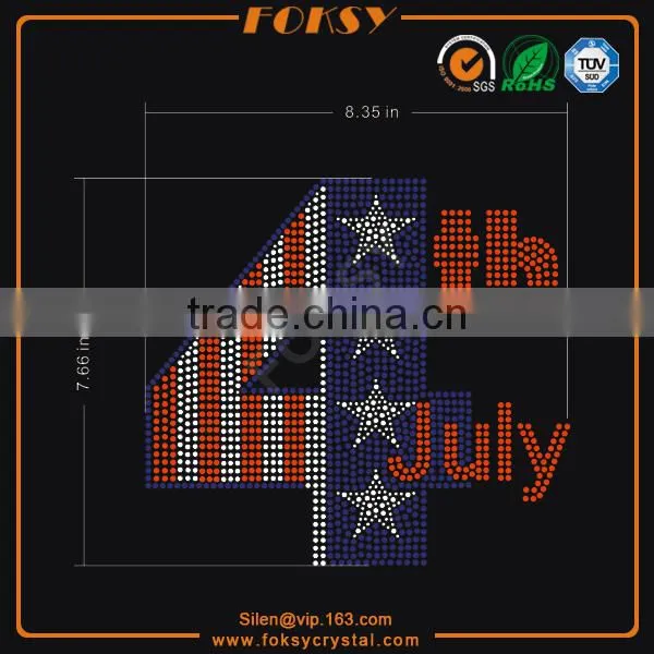 4th of July With USA Flag Rhinestone Transfer Wholesale