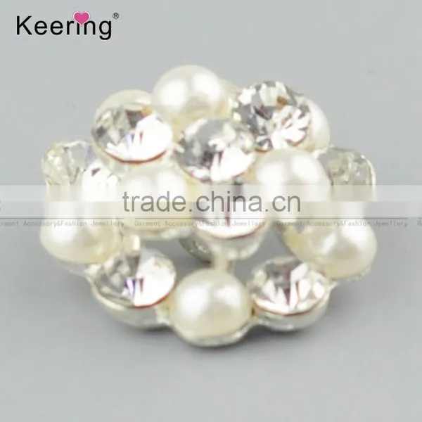Vogue Hotsale Flower Rhinestone Pearl Button Pins for Garments WBK-1484 photo-3