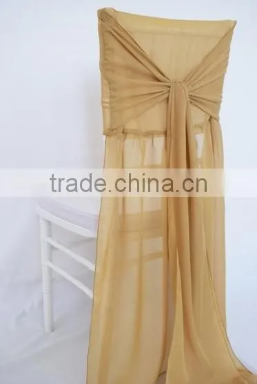 New Design Elegant Chiffon Chiavair Chavary Chair Cap Chair Hood Half Back Chair Cover photo-2