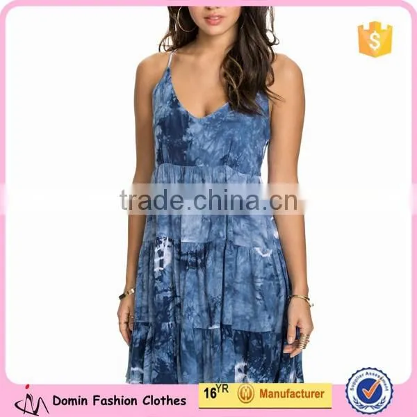 Fashionable Trend Tank Layered Women Sleeveless Cross Back Straps Mini Dress photo-2