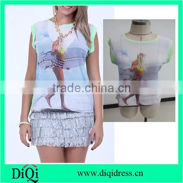 Brasil Hot Sale Styles Women Beach Tank Tops With Digital Print Hot Fit Tank Tops
