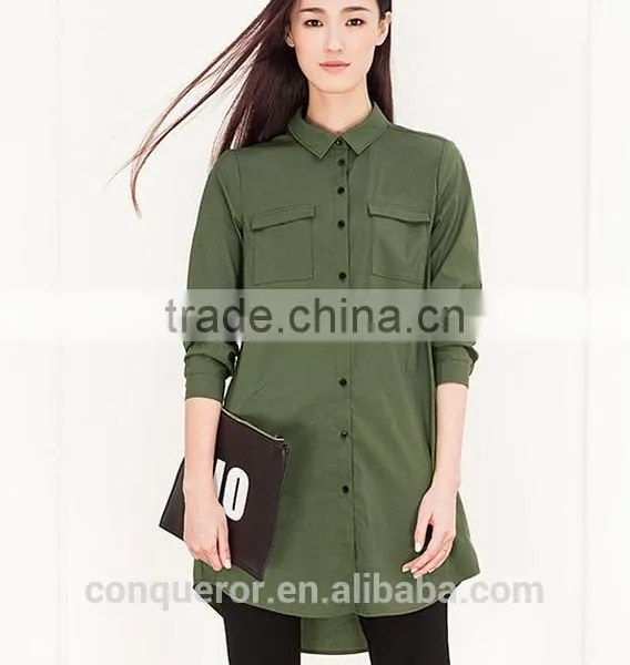 New Design Cotton Long Women Shirt WMS011 photo-2