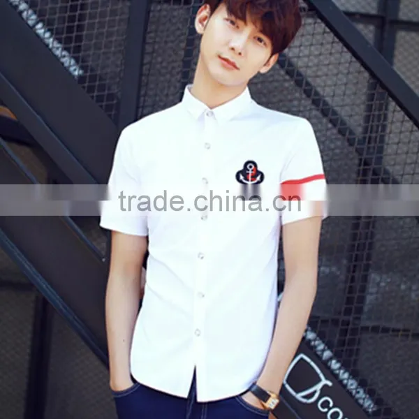 School White Cotton Shirt And Navy Blue Denim Skirt Sets photo-5