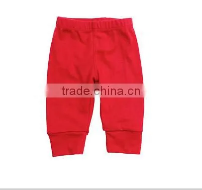 Wholesale Newest Baby Plain Green Infant Soft Cotton Leggings Kids Harem Pants photo-4