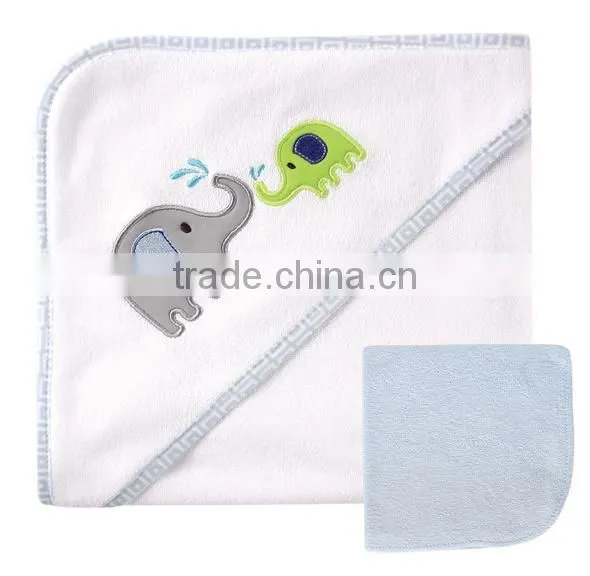 Trade Assurance Applique Cotton Terry Swaddle Baby Blanket With Embroider-elephant photo-4