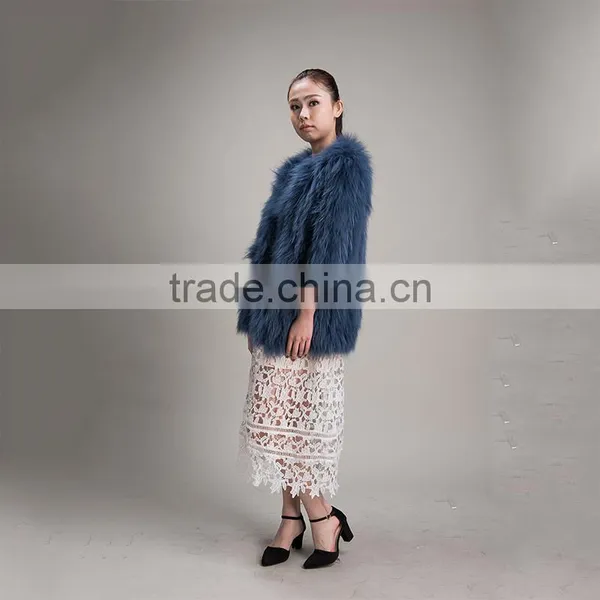 Myfur Lake Green Winter Genuine Raccoon Fur Coat For Women photo-3