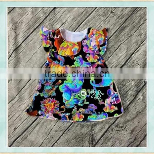 Halloween Costumes 2017 Wholesale Girls Dress Fiutter Sleeves With Picture Baby Boutique Clothing photo-5