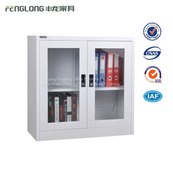 Two Swing Glass Door Steel Small Office Filing Cabinet photo-5