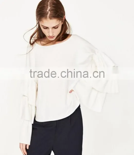 OEM Fctory Ladies Fancy Cotton Loose Knitting Organic Cotton Sweater for Wholesale photo-2