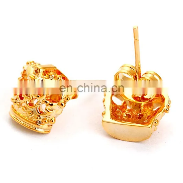 Custom Cufflink Set 18 Gold Crown Cufflinks and Earings photo-5