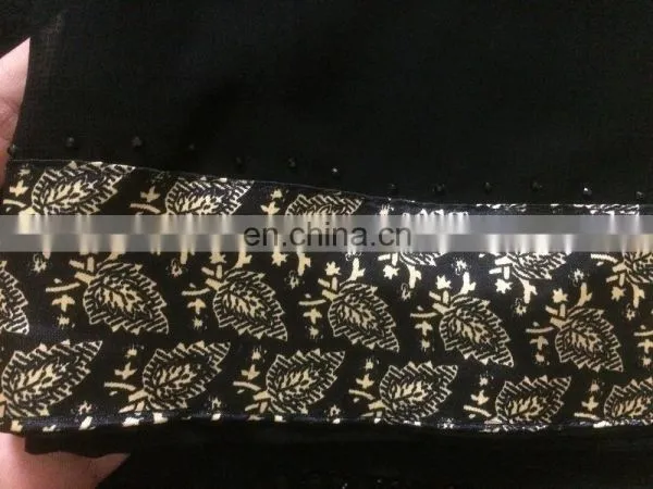 Black Colour Lycra (Stretchable) With Printed Satin & Net / Latest Fashionable Diamond Stone Work Stylish Burkha (dubai Abaya) photo-2