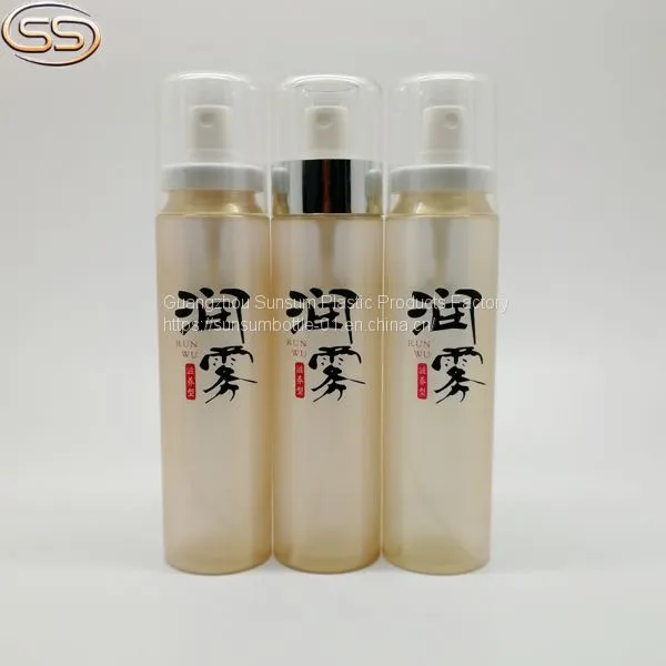 Screen Printing Surface Plastic Cosmetic Water and Perfume Bottle With Spray Pump