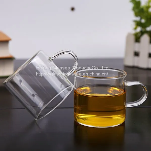 Wholesale Factory Price Amazon Custom Logo 100ml 3.5oz Glass Cup, Drinking Glasses, Double Wall Mini Glass With Handle photo-5