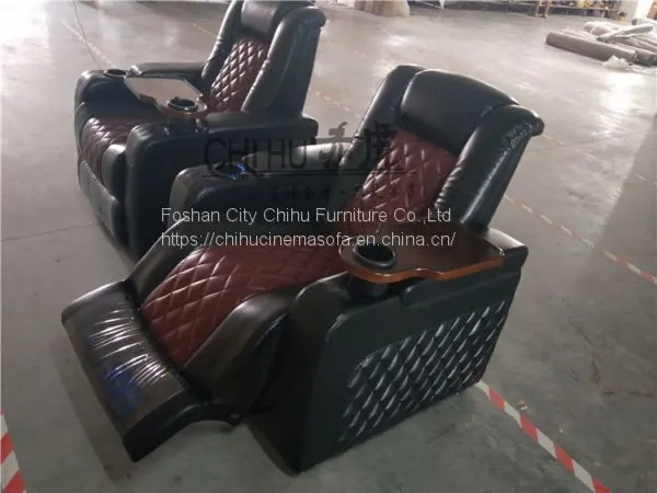 Real Genuine Leather Power Recliner Theater Sofa With Cool Cupholder