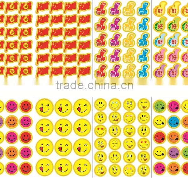 New Hot Custom Printing Removable Kids Rewards Stickers,phrase Stickers,smile Round Face Stickers photo-3
