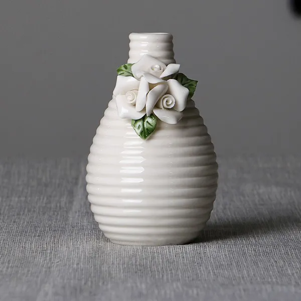 Modern Simple White Hand-Carved Flower Ceramic Vase For Wedding Gift Living Room Decor photo-2