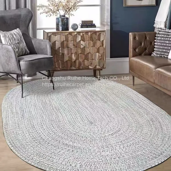 Mixed Colours Polypropylene Braided Rug Home Carpet Oval Shape photo-3