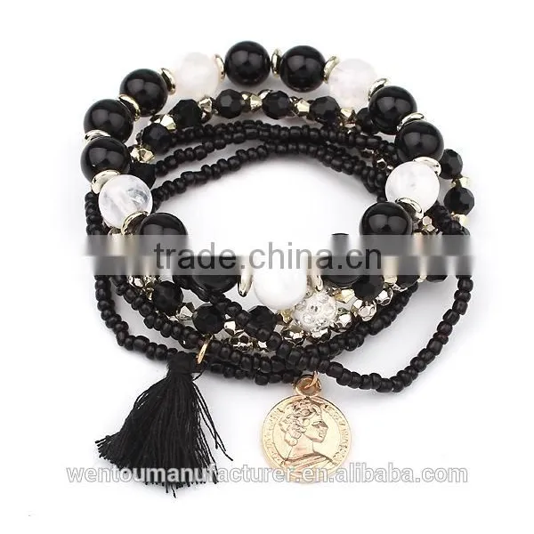 Handmade Jewelry Cuff Bracelet Multi Strand Glass Seed Beads Cuff Bracelet photo-4