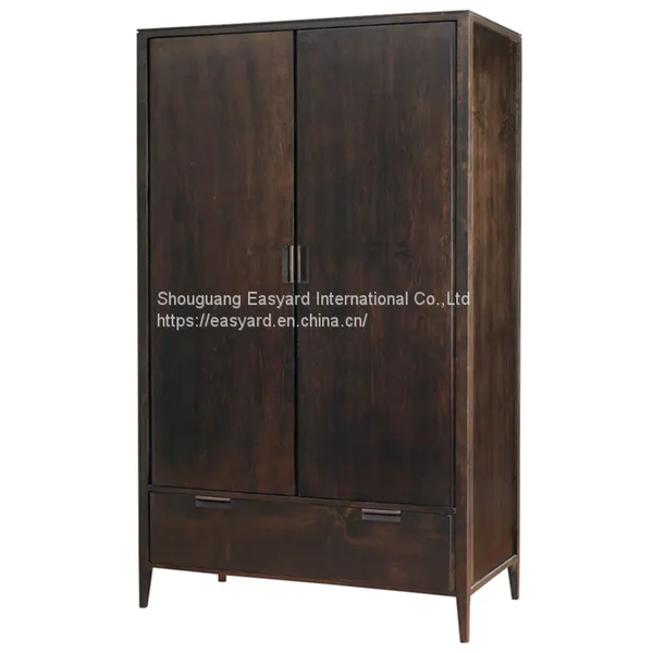 antique rural style wood wardrobe solid wood frame wood skin veneer wardrobe