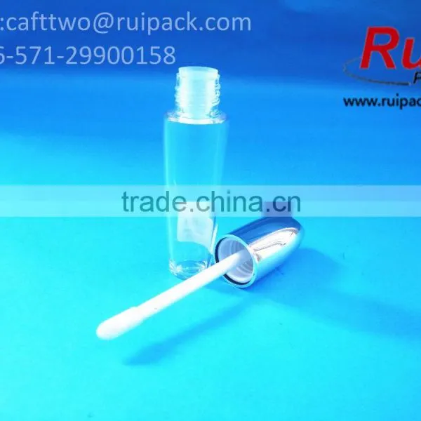 Clear Round Lip Gloss Container With Shiny Silver Cap, Empty Transparent Lip Gloss Tube With Brush Cap photo-3