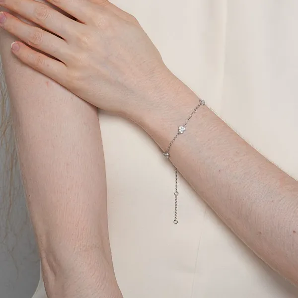 Shining Star Jewelry Adjustable Zircon Love Heart Women's Fine Bracelet photo-4