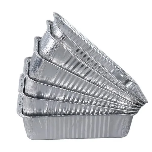 Rectangular Aluminum Foil Food Container Disposable Aluminium Tray Takeaway Lunch Box With Clear Lid Eco-friendly Recyclable photo-3