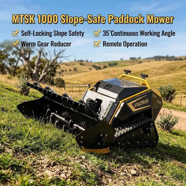 Vigorun MTSK1000 Heavy Duty 764cc Loncin Робот-кустарникосек с гусеницами из резины и флейловыми ножами с дистанционным управлением для очистки от кустарника