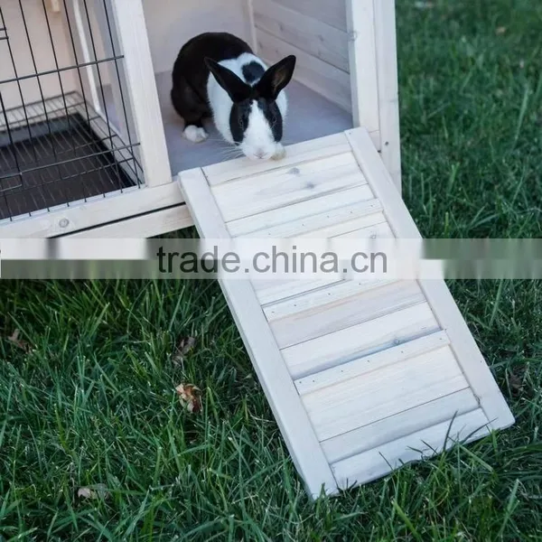 Outdoor White Wooden Rabbit Hutch photo-2