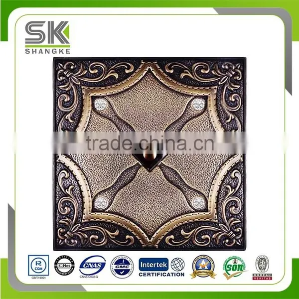 Classical Design Faux Leather Carved 3D Wall Panel For Hotel photo-2