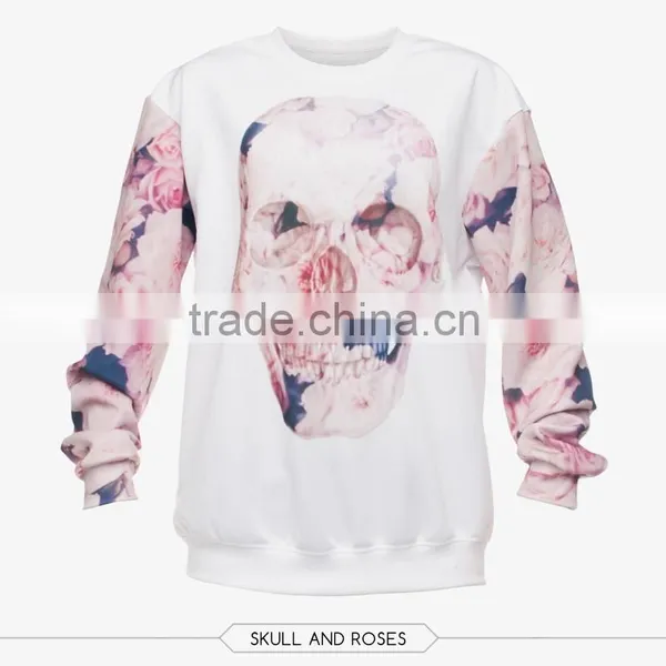 Custom Blank Sweatshi Skull Roses 3d Digital Print Fullprint Crewneck Sweatshirt Spring Autumn Unisex Custom Oversized Pullover photo-4