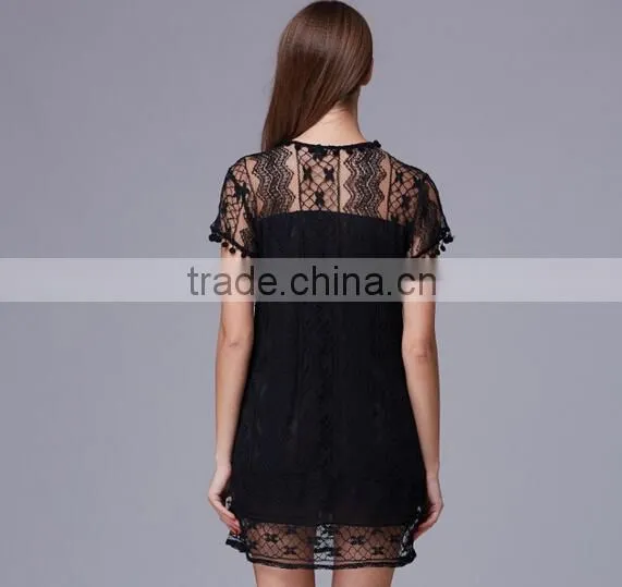 Latest Design Lady's Tassel Sexy Lace Evening Dress/ photo-4