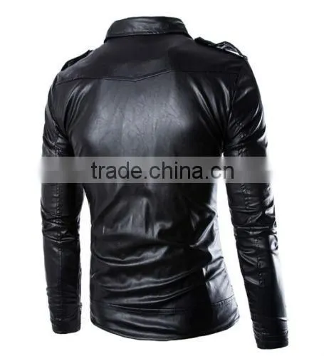 New Fashion Men's Jackets Short Slim Collar Motorcycle Leather Jacket Coat photo-2