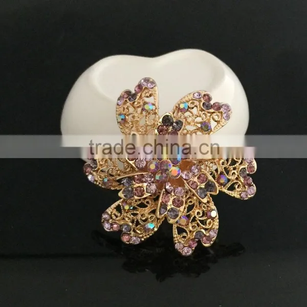 Zinc Alloy Color AB Rhinestone Flower Brooch Pin,Crystal Brooches For Decoration photo-4