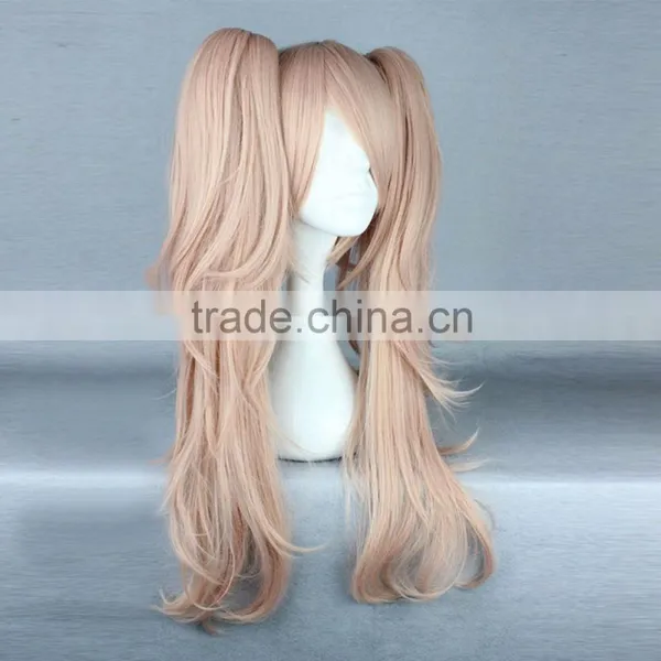 Quality Girls Long Curly Pink Manga Super Danganronpa 2 Cosplay Junko Enoshima Wig Ponytails photo-2