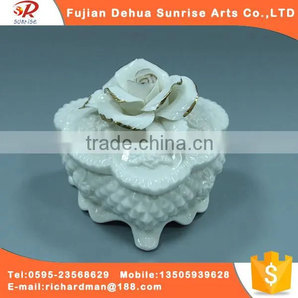 Ceramic Glazed Fashion Costume Jewelry Box Ornament