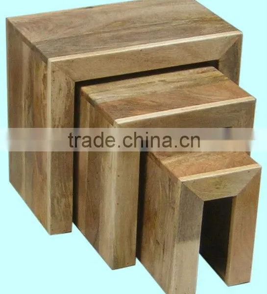 Wooden Cube Nest of Tables,mango Wood Furniture photo-2