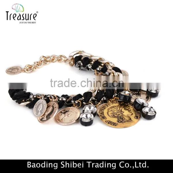 Handmade Gold Plating Alloy Cion Shape Charm Bracelet Jewelry for Women Wholesale 2016 photo-5