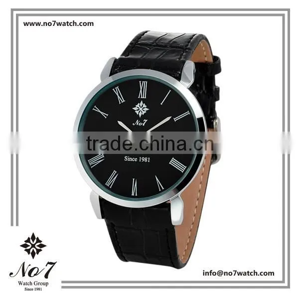 Fashionale Quartz Wristwatch for Men With Black Color Genuine Leather Strap photo-2