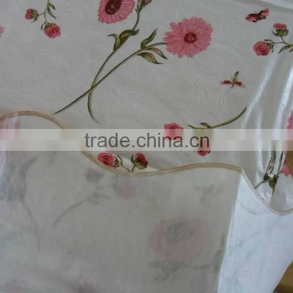 Beautiful Round Flower Printed Vinyl Tablecloth photo-3