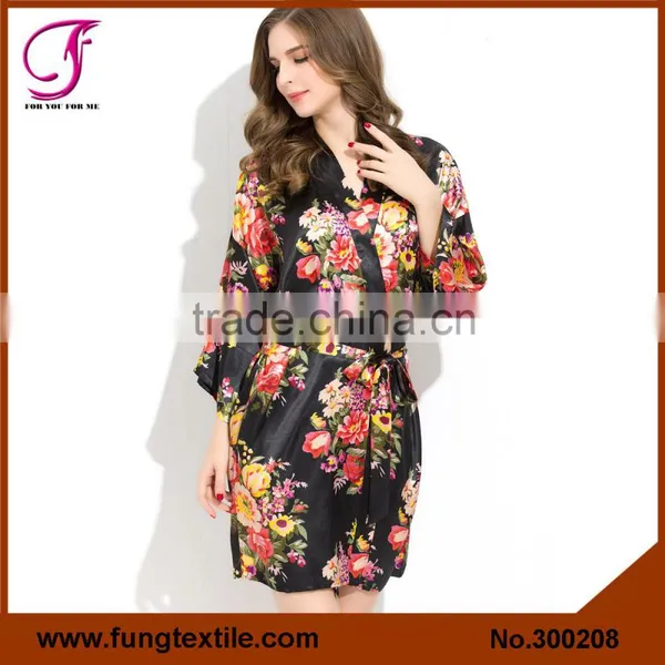 FUNG 3002 New Floral Satin Bathrobes For Women photo-2